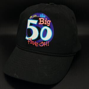 Vintage Grandpa Hat 50 Years Old Jet Black Snapback 90s